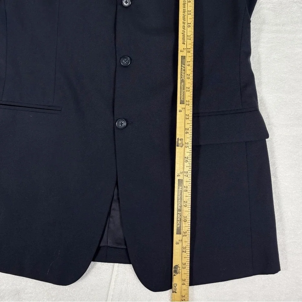 Larry Malkani Blazer Mens 42 Navy Blue Hand Tailored 3-Button Suit Jacket Preppy
